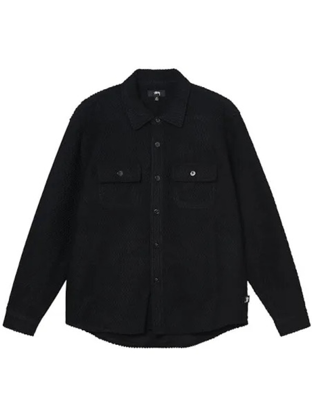 Stussy Men’s Textured Wool Button-Front CPO Long Sleeve Shirt Jacket - Large